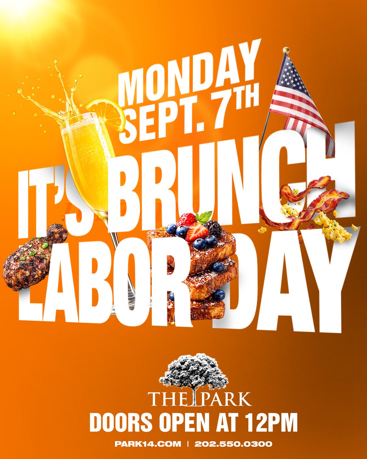 Labor Day Brunch at The Park — Monday, September 7th, doors open at 12pm